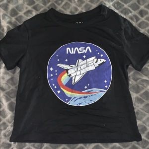 lightly cropped NASA black tee